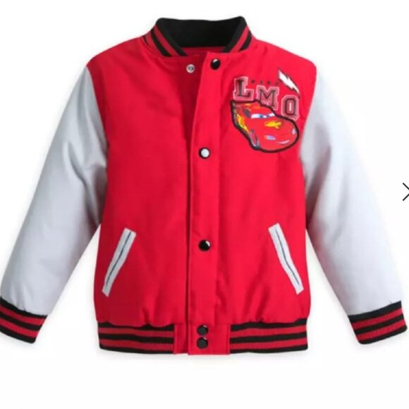 Disney Other - DISNEY STORE RED PIXAR CARS LIGHTING MCQUEEN PATCH VARSITY BOYS JACKET- SIZE 2